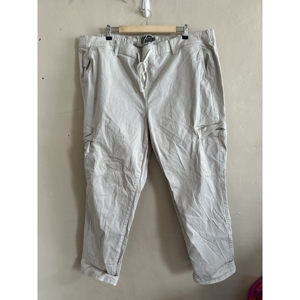 Torrid Womens Weekend Straight Cargo Pants Size 4x Beige‎ Gorpcore Drawstring